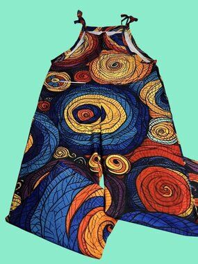 Colorful Swirl Pattern Jumpsuit Size L